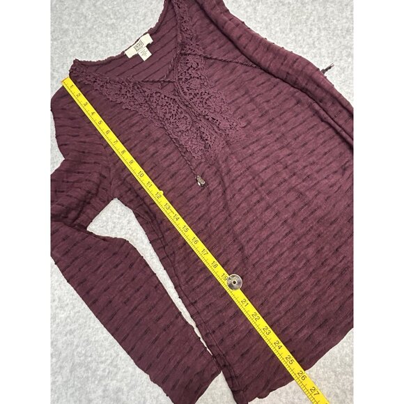 Vintage America Blues Purple Textured Knit Lace-Up Tunic Top Women’s Large - Picture 3 of 14